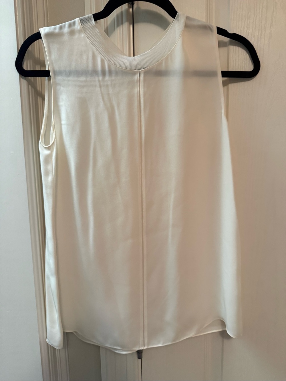 Vince Ivory Sheer Trim Sleeveless Top XS